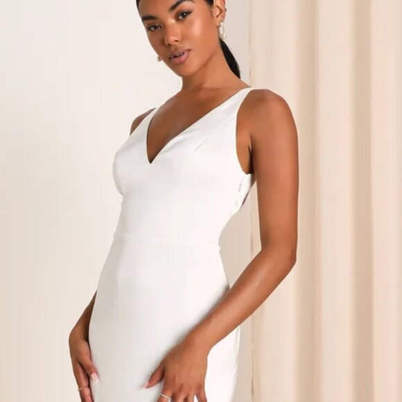 Lulus Dresses & Skirts - Lulu's Polished Perfection White Satin Sleeveless Mermaid Maxi Dress Size M #344